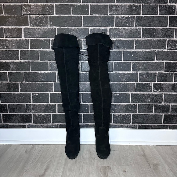 BLACK SUEDE LEATHER HIGH BOOTS - Picture 2 of 9